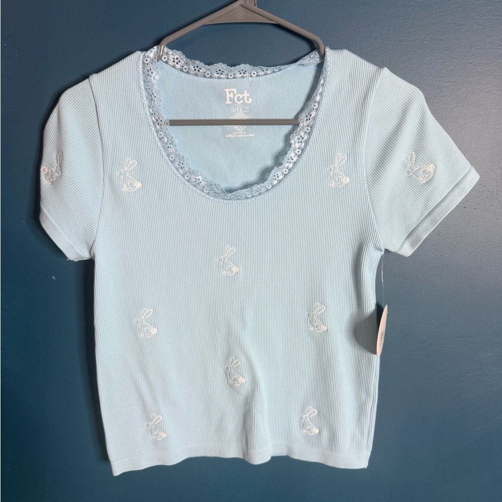 Light Blue Embroidered Women's Top